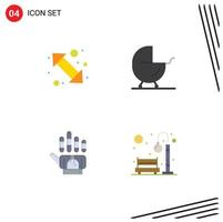 Modern Set of 4 Flat Icons Pictograph of arrow tracking right buggy hand Editable Vector Design Elements