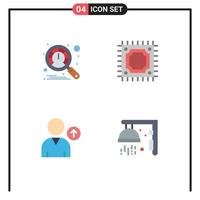 Group of 4 Flat Icons Signs and Symbols for dashboard fitness cpu avatar shower Editable Vector Design Elements