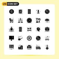 Pictogram Set of 25 Simple Solid Glyphs of eating down scary arrow technology Editable Vector Design Elements