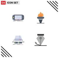 4 Thematic Vector Flat Icons and Editable Symbols of console olympic gaming games game Editable Vector Design Elements