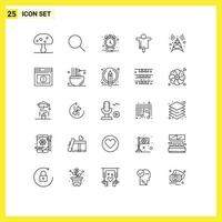 Modern Set of 25 Lines and symbols such as tower antenna alarm scarecrow farm Editable Vector Design Elements