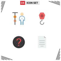 Pictogram Set of 4 Simple Flat Icons of business faq corporate management crane solution Editable Vector Design Elements