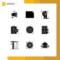 User Interface Pack of 9 Basic Solid Glyphs of drink cafe process bean insurance Editable Vector Design Elements