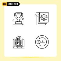 Set of 4 Modern UI Icons Symbols Signs for award address canada development building Editable Vector Design Elements
