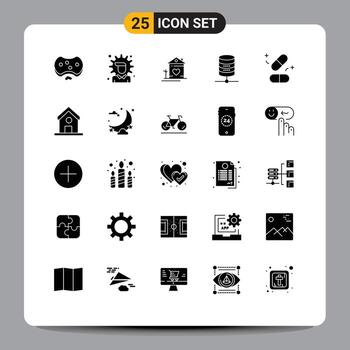 25 sólido glifo concepto para sitios web móvil y aplicaciones informática servidor solución doller Pareja editable vector diseño elementos
