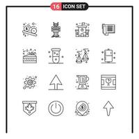 Modern Set of 16 Outlines and symbols such as night number bot fax school Editable Vector Design Elements