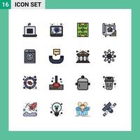 Set of 16 Modern UI Icons Symbols Signs for technology print game planning blue Editable Creative Vector Design Elements