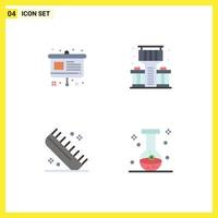 Set of 4 Commercial Flat Icons pack for art hair presentation bar salon Editable Vector Design Elements