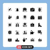 Pack of 25 creative Solid Glyphs of healthcare progress overtaking production briefcase Editable Vector Design Elements