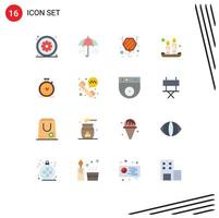 Modern Set of 16 Flat Colors Pictograph of love light spring spring candles Editable Pack of Creative Vector Design Elements