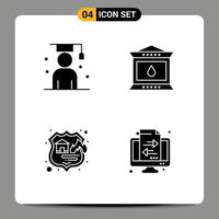 4 Solid Glyph concept for Websites Mobile and Apps avatar firewall scholar lamp seo Editable Vector Design Elements