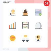 Pictogram Set of 9 Simple Flat Colors of counter user sweets signal analytic Editable Vector Design Elements