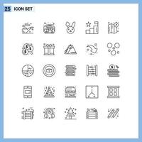 Group of 25 Lines Signs and Symbols for map compass bynny positions analytics Editable Vector Design Elements