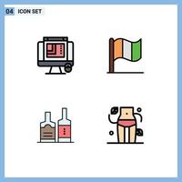 Modern Set of 4 Filledline Flat Colors and symbols such as css design bottl web layout irish diet Editable Vector Design Elements