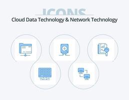 Cloud Data Technology And Network Technology Blue Icon Pack 5 Icon Design. static. play. folder . computing. music vector