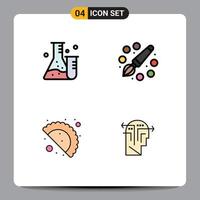 Set of 4 Commercial Filledline Flat Colors pack for flask gujjia science education strategy Editable Vector Design Elements