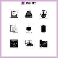 Modern Set of 9 Solid Glyphs Pictograph of record network inbox app potion Editable Vector Design Elements