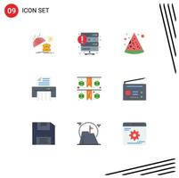 Pictogram Set of 9 Simple Flat Colors of paper festival web shredder device Editable Vector Design Elements