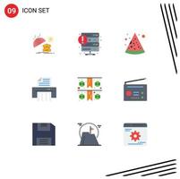 Pictogram Set of 9 Simple Flat Colors of paper festival web shredder device Editable Vector Design Elements