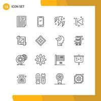 Pack of 16 creative Outlines of left forward android arrows power Editable Vector Design Elements