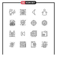 16 Thematic Vector Outlines and Editable Symbols of growth data printer analysis people Editable Vector Design Elements