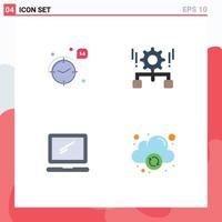 4 Universal Flat Icons Set for Web and Mobile Applications time computer heart management device Editable Vector Design Elements