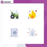 Universal Icon Symbols Group of 4 Modern Flat Icons of agriculture code tractor marketing file Editable Vector Design Elements