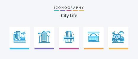 ciudad vida azul 5 5 icono paquete incluso vida. ciudad vida. ciudad. entrega. caja. creativo íconos diseño vector