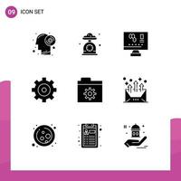 Pictogram Set of 9 Simple Solid Glyphs of files options scale gear science Editable Vector Design Elements