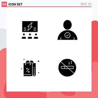 Group of Solid Glyphs Signs and Symbols for brainstorming user solution thinking gift Editable Vector Design Elements