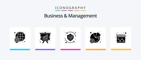 Business And Management Glyph 5 Icon Pack Including calendar. statistics. protect. pie. solution. Creative Icons Design vector