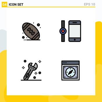 4 4 usuario interfaz línea de relleno plano color paquete de moderno señales y símbolos de americano navegador conectar construcción página editable vector diseño elementos