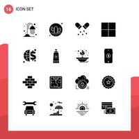 16 Solid Glyph concept for Websites Mobile and Apps beach global invesment capsule finance grid Editable Vector Design Elements