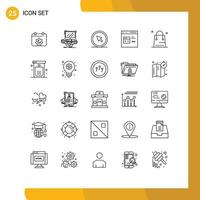 Universal Icon Symbols Group of 25 Modern Lines of development coding online code point Editable Vector Design Elements