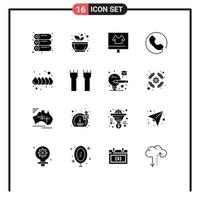 16 Thematic Vector Solid Glyphs and Editable Symbols of drop phone apparel call shirt Editable Vector Design Elements