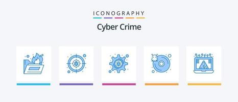 Cyber Crime Blue 5 Icon Pack Including connection. server. cyber crime. infected. database. Creative Icons Design vector