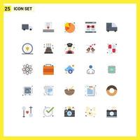 25 Universal Flat Color Signs Symbols of window promote wedding link marketing Editable Vector Design Elements