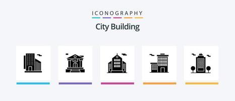 City Building Glyph 5 Icon Pack Including . business. eco. Creative Icons Design vector