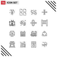 16 Thematic Vector Outlines and Editable Symbols of analysis tools love spanner controls Editable Vector Design Elements