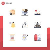 Universal Icon Symbols Group of 9 Modern Flat Colors of graphic design bell lunch alert play Editable Vector Design Elements