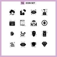 Set of 16 Modern UI Icons Symbols Signs for break yoga search spa honey Editable Vector Design Elements