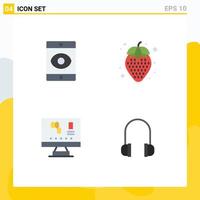 Pack of 4 creative Flat Icons of smartphone science diet food biology headset Editable Vector Design Elements