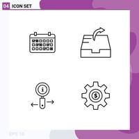 4 Universal Line Signs Symbols of calendar information year mailbox search Editable Vector Design Elements
