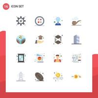 Mobile Interface Flat Color Set of 16 Pictograms of farming environment shape st pipe Editable Pack of Creative Vector Design Elements