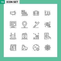 Set of 16 Commercial Outlines pack for surgery suitcase production portfolio documents Editable Vector Design Elements