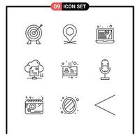 Set of 9 Modern UI Icons Symbols Signs for id document customer cloud sharing Editable Vector Design Elements