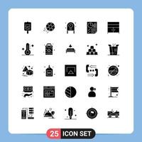 Set of 25 Modern UI Icons Symbols Signs for report document sport data party Editable Vector Design Elements