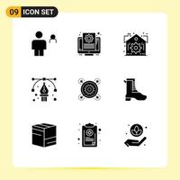 9 Creative Icons Modern Signs and Symbols of business path screen design anchor Editable Vector Design Elements