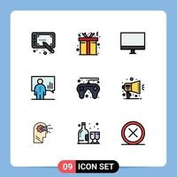 Universal Icon Symbols Group of 9 Modern Filledline Flat Colors of game presentation gadget man board Editable Vector Design Elements