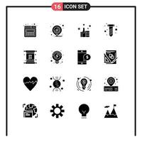 Pictogram Set of 16 Simple Solid Glyphs of bulb invite hand invitation screw Editable Vector Design Elements